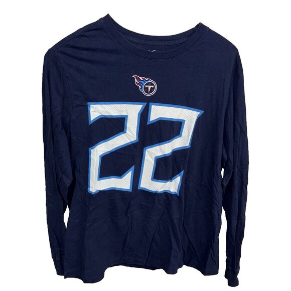 Nike Derrick Henry #22 Tennessee Titans NFL Long Sleeve Tee XL Navy Blue Shirt - Picture 2 of 5